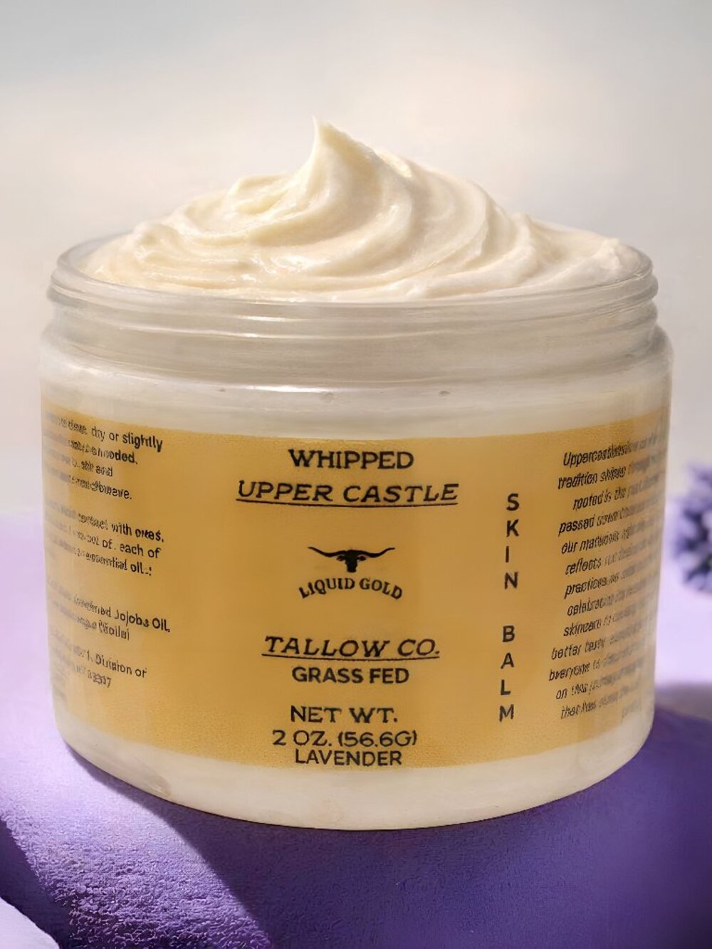 2oz Whipped Grass‑Fed Tallow Lavender Skin Balm | Upper Castle Tallow Co. | Natu